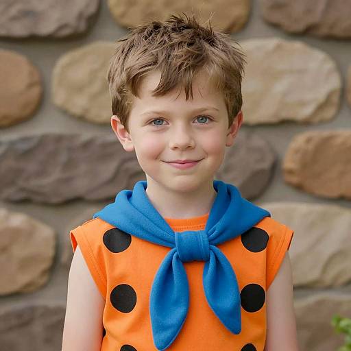 Young Boy in Flintstones Inspired Costume