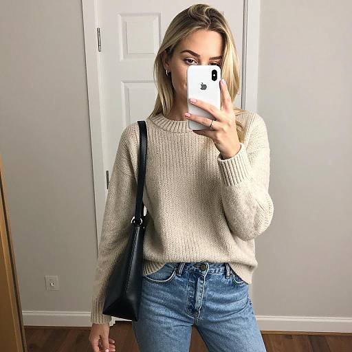 Blonde Woman Taking Mirror Selfie