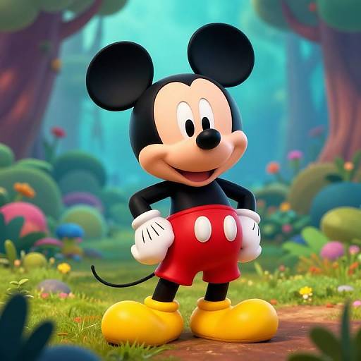 Vibrant Mickey Mouse in Fantasy Forest