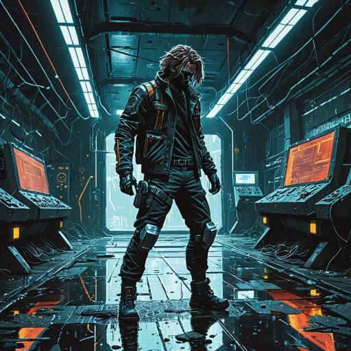 Cyberpunk Rogue Hacker in Futuristic Lab
