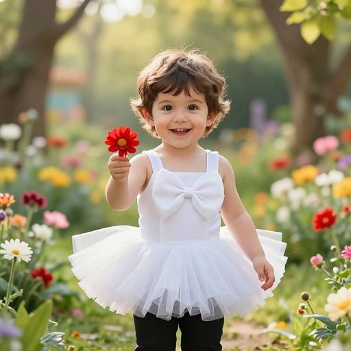 Joyful Boy in Whimsical Garden