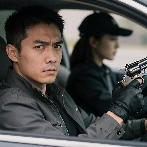 Tense Car Moment with Intense Expressions