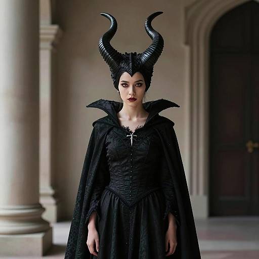 Young Woman in Maleficent Costume