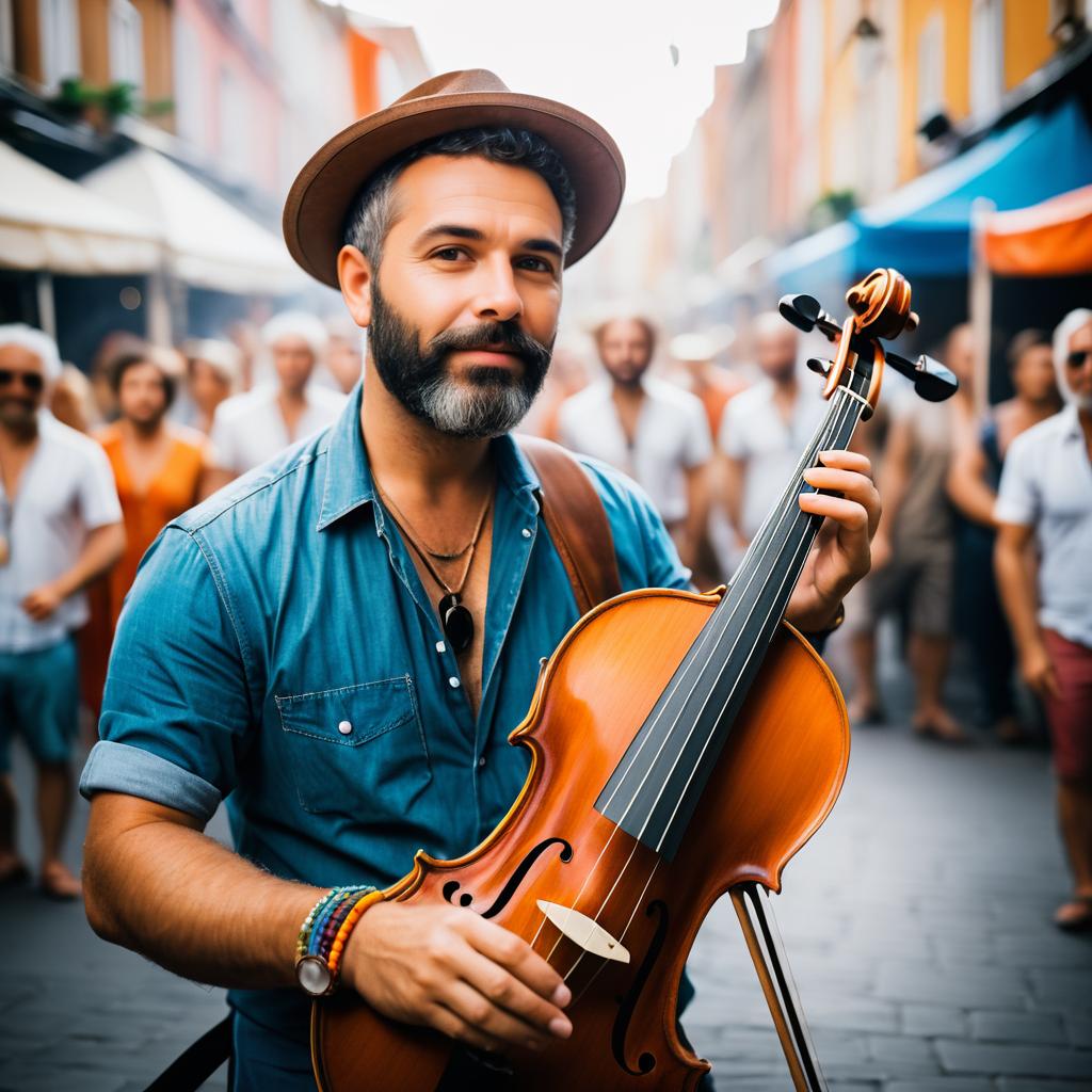 Charismatic Musician at Street Festival