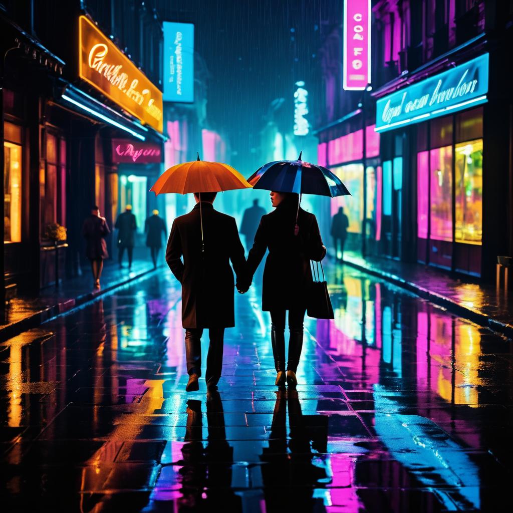 Urban Night Romance Under Neon Lights