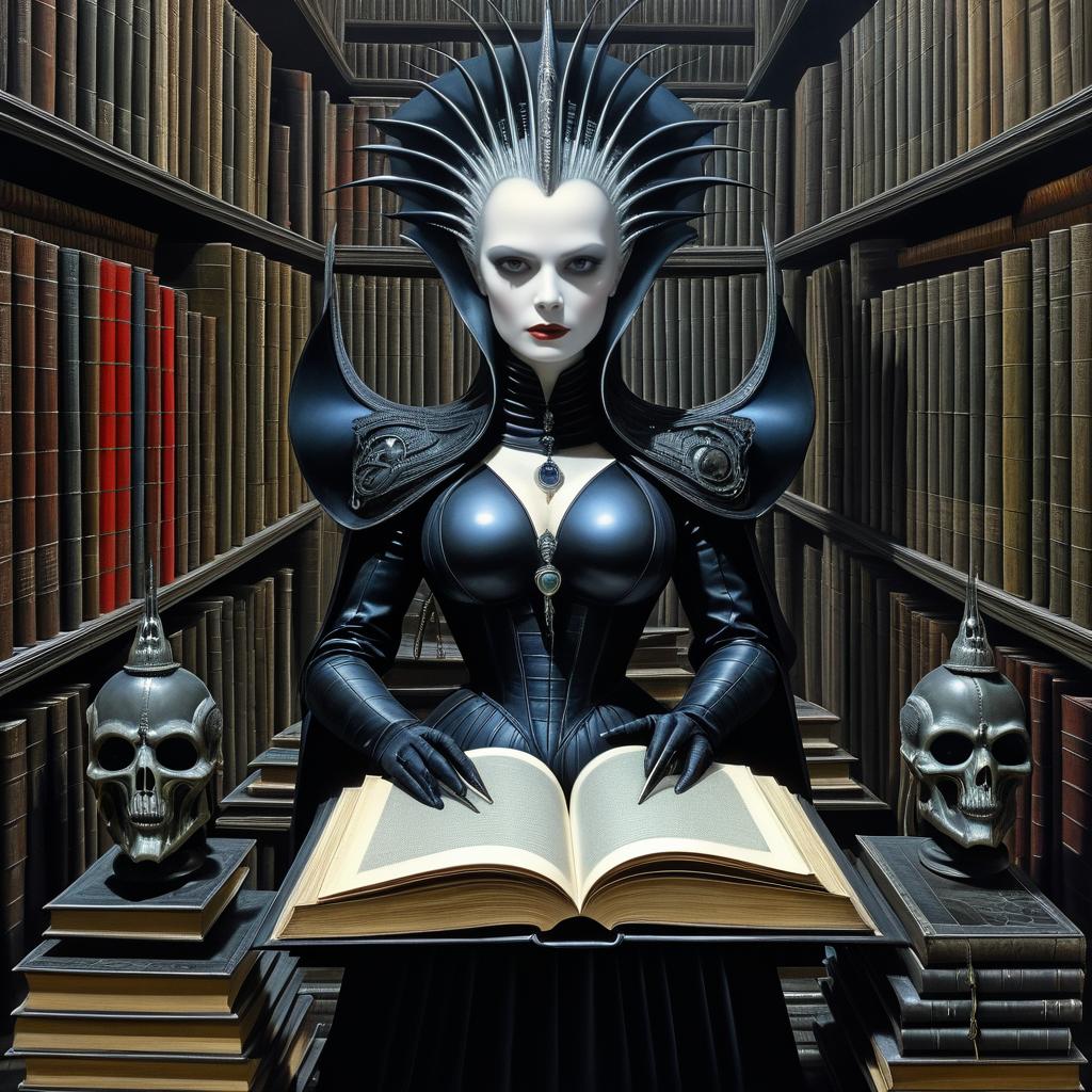 Surreal Vampire Librarian Art Fusion