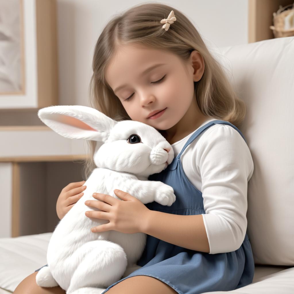 Child Embracing Rabbit with Affection