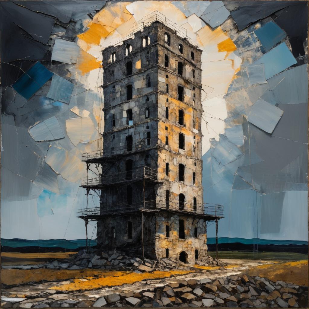 Expressionist Tower in Anselm Kiefer Style