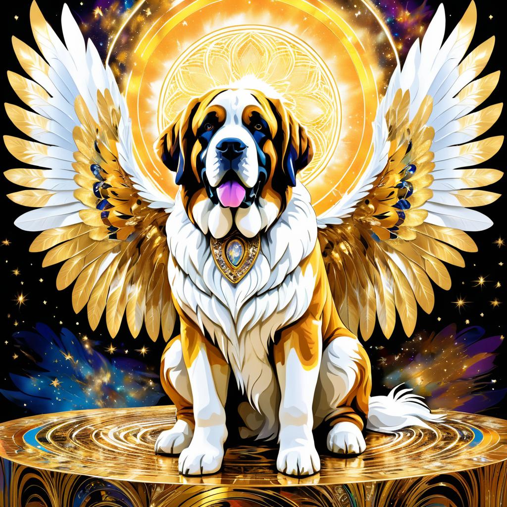 Majestic Saint Bernard in Ethereal Graffiti