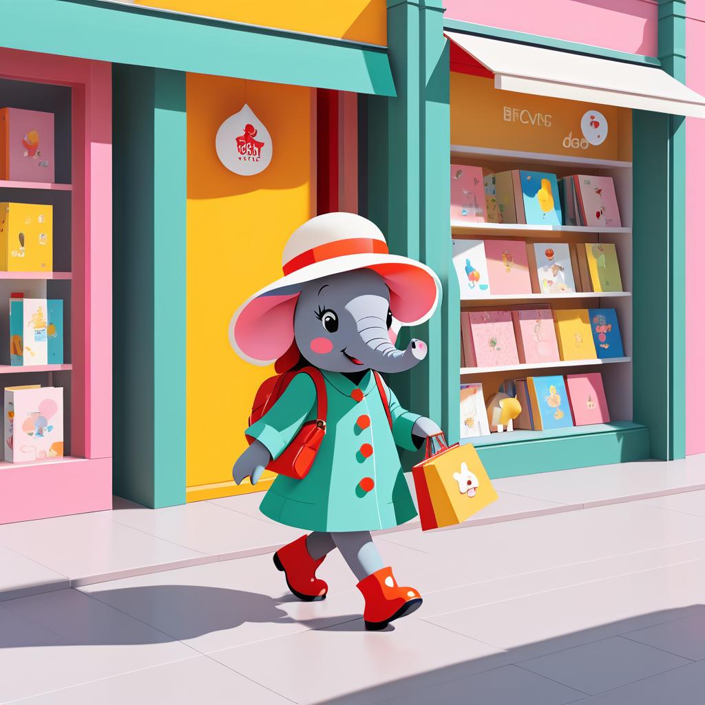 Minnie the Elephant at the Bookstore