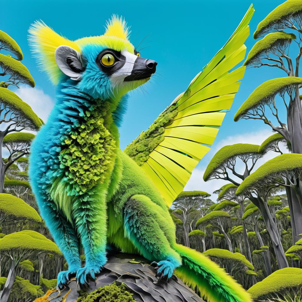 Vibrant Lemurs in Tropical Skies