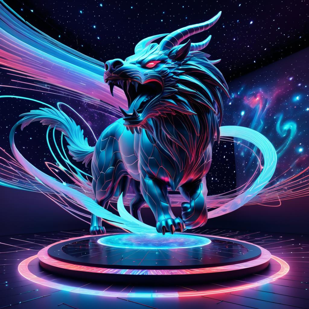 Mythical Beast in Cosmic Digital Art