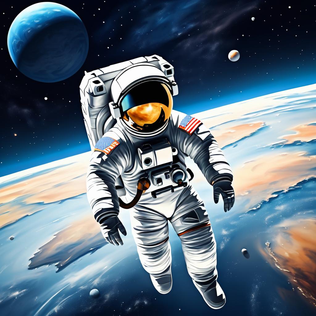 Elegant Astronaut in Cosmic Space Art