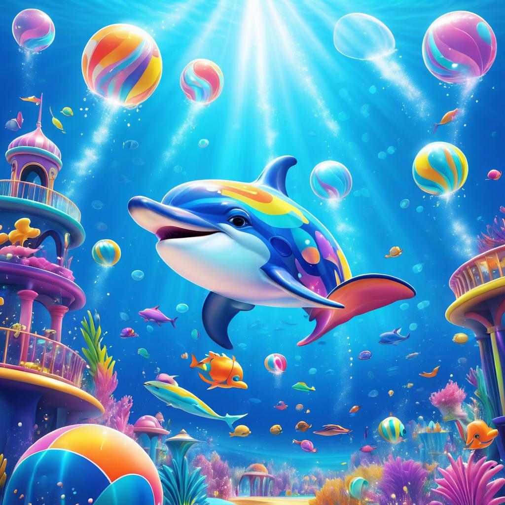 Playful Dolphin in Colorful Amusement Park