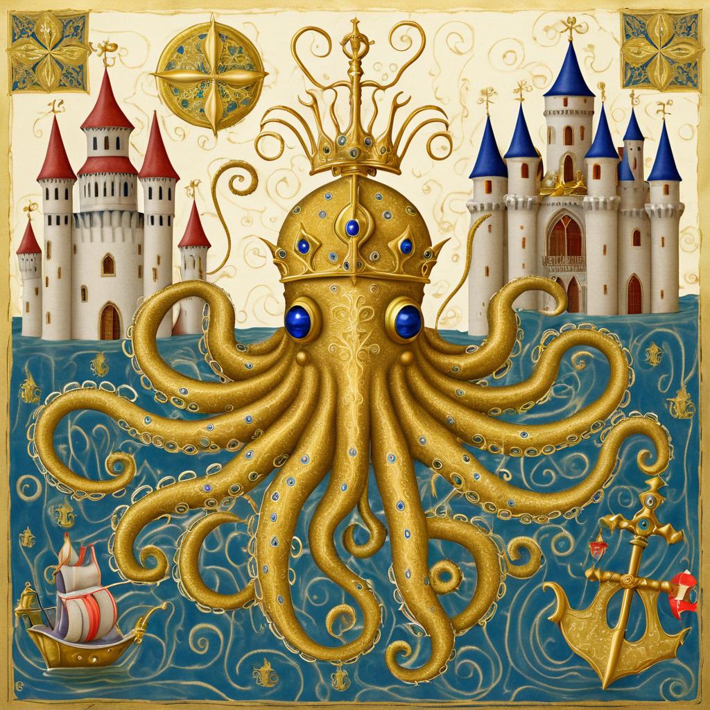 Surreal Octopus Knight in Medieval Style