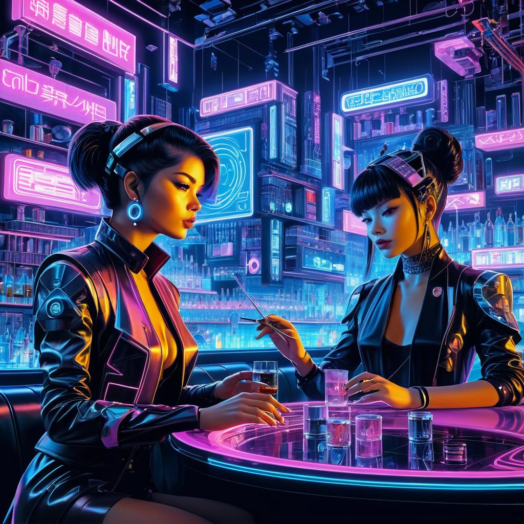 Futuristic Cyberpunk Whiskey Club Scene