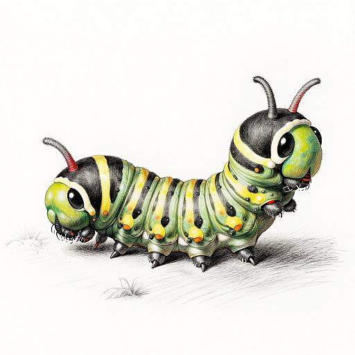 Intricate Monarch Caterpillar Drawing