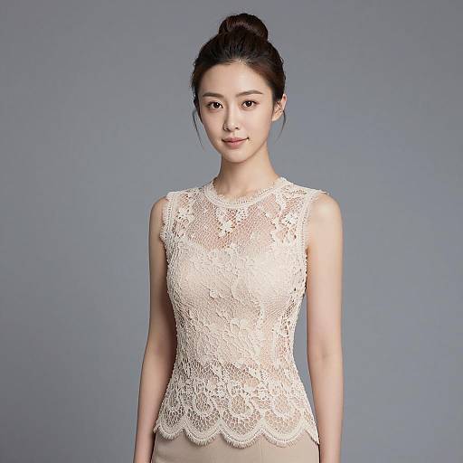 Elegant Woman in Lace Top Portrait