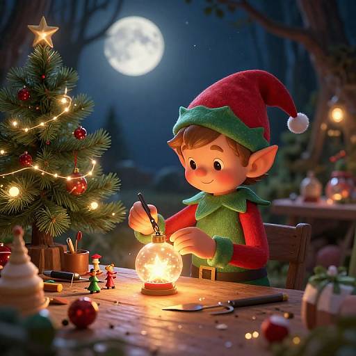Cheerful Christmas Elf Crafting Ornaments
