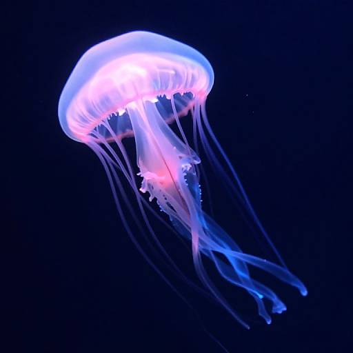 Bioluminescent Jellyfish in Deep Ocean