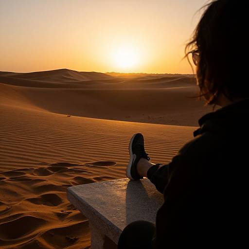 Traveler at Sunset Desert Scene