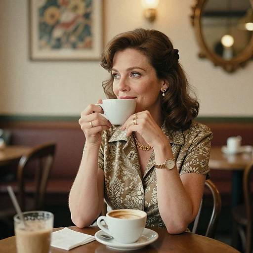 Chic 40s Milf in Cozy Coffee Shop