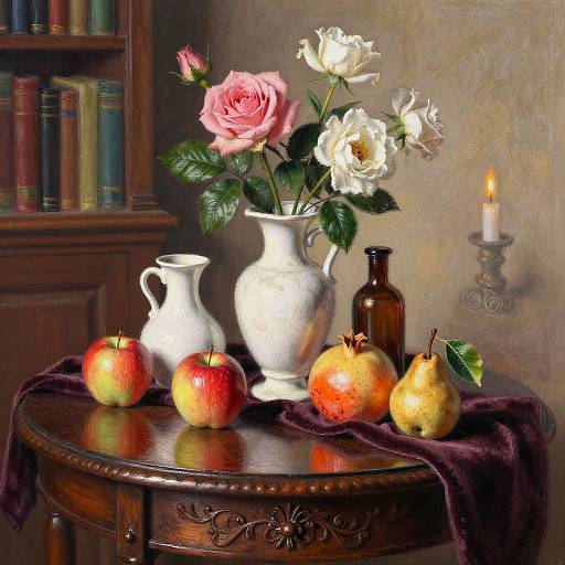 Victorian Still-Life in Classic Library