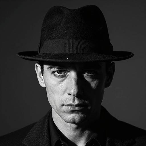 Moody Black and White Fedora Portrait