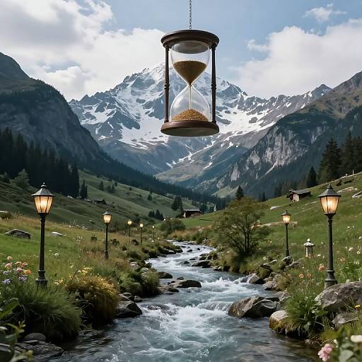 Surreal Mountain Valley with Upside River