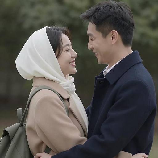 Intimate Outdoor Embrace of Couple