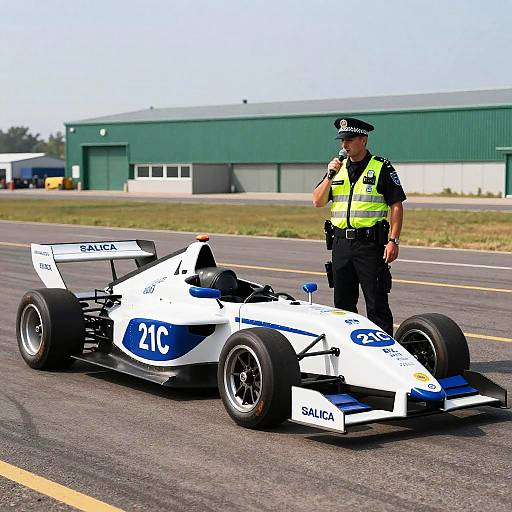 Small Race Car with Police Officer