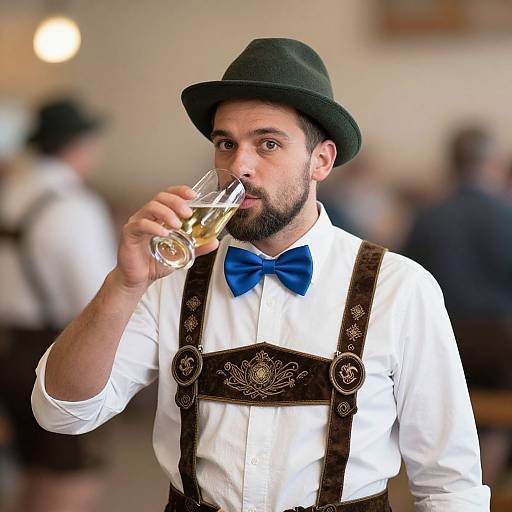 Drunk Bavarian Man in Traditional Costume