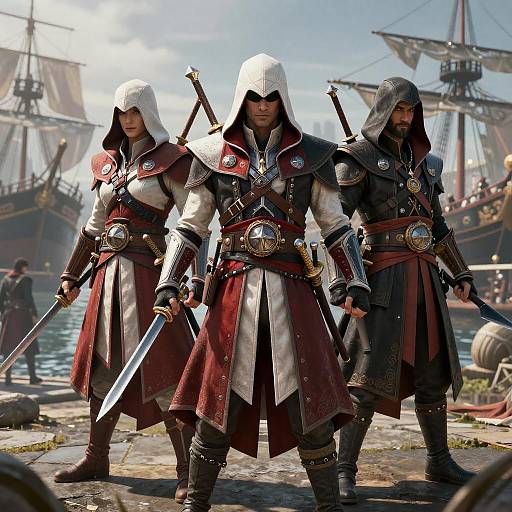 Assassin's Creed Cosplay Trio at Harbor