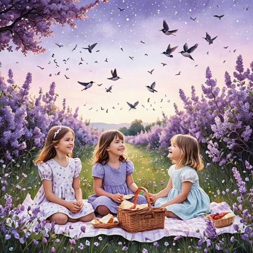 Whimsical Picnic Under Lilac Skies Whimsical Picnic Under Lilac Skies
