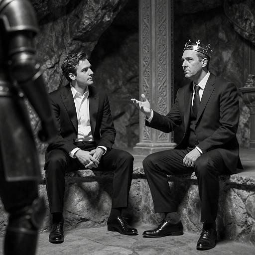 Dramatic Black-and-White Cave Portrait