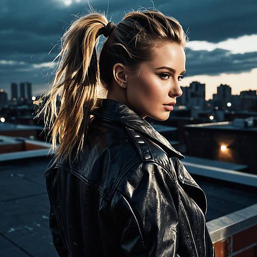 Messy Ponytail on Rooftop Editorial