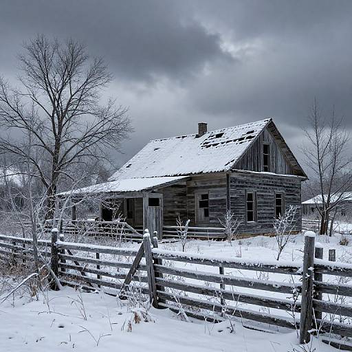 Melancholic Winter Forsaken Farmhouse