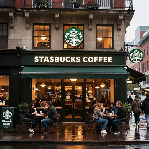 Cozy Starbucks Exterior at Dusk