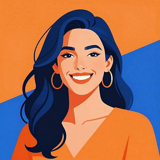 Vibrant Digital Illustration of Smiling Woman