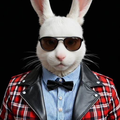 Realistic Rabbit Portrait in Fashion Attire Realistic Rabbit Portrait in Fashion Attire