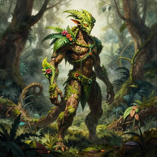 Mosswood Swamp Plant-Humanoid Full Body Portrait