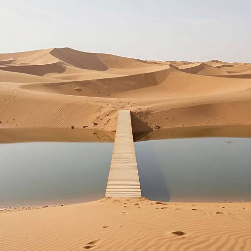 Mystical Bridge in Mirrored Desert