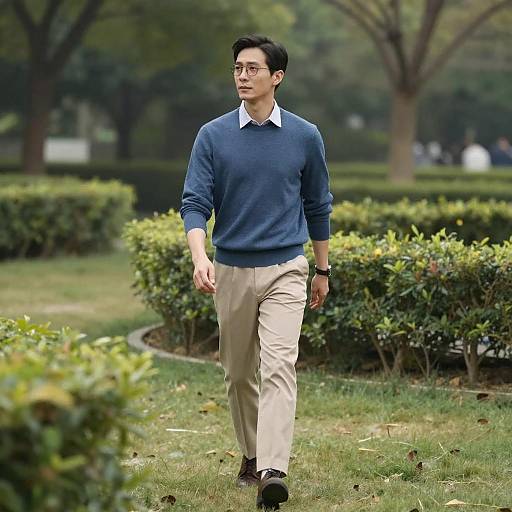 Sophisticated Man in Lush Park Setting