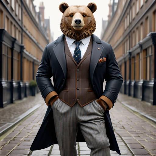 Dapper Anthropomorphic Bear in Overcoat