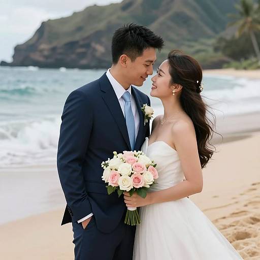 Wedding Couple on Hawaiian Beach