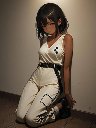 Chic Anime Fashion in Minimalist Studio