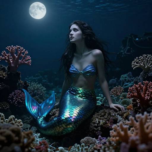 Chiaroscuro Mermaid Portrait at Moonlight