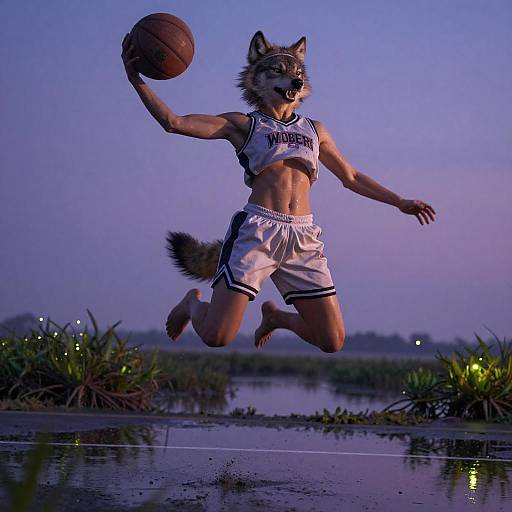 Dynamic Sports Portrait of Athletic Anthro Wolf