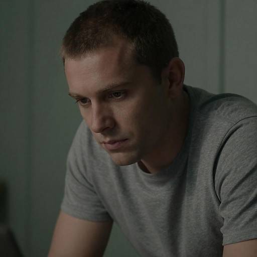 Contemplative Caucasian Man in Dim Light