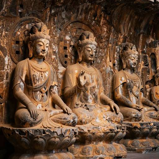 Ancient Female Buddha Stone Statues